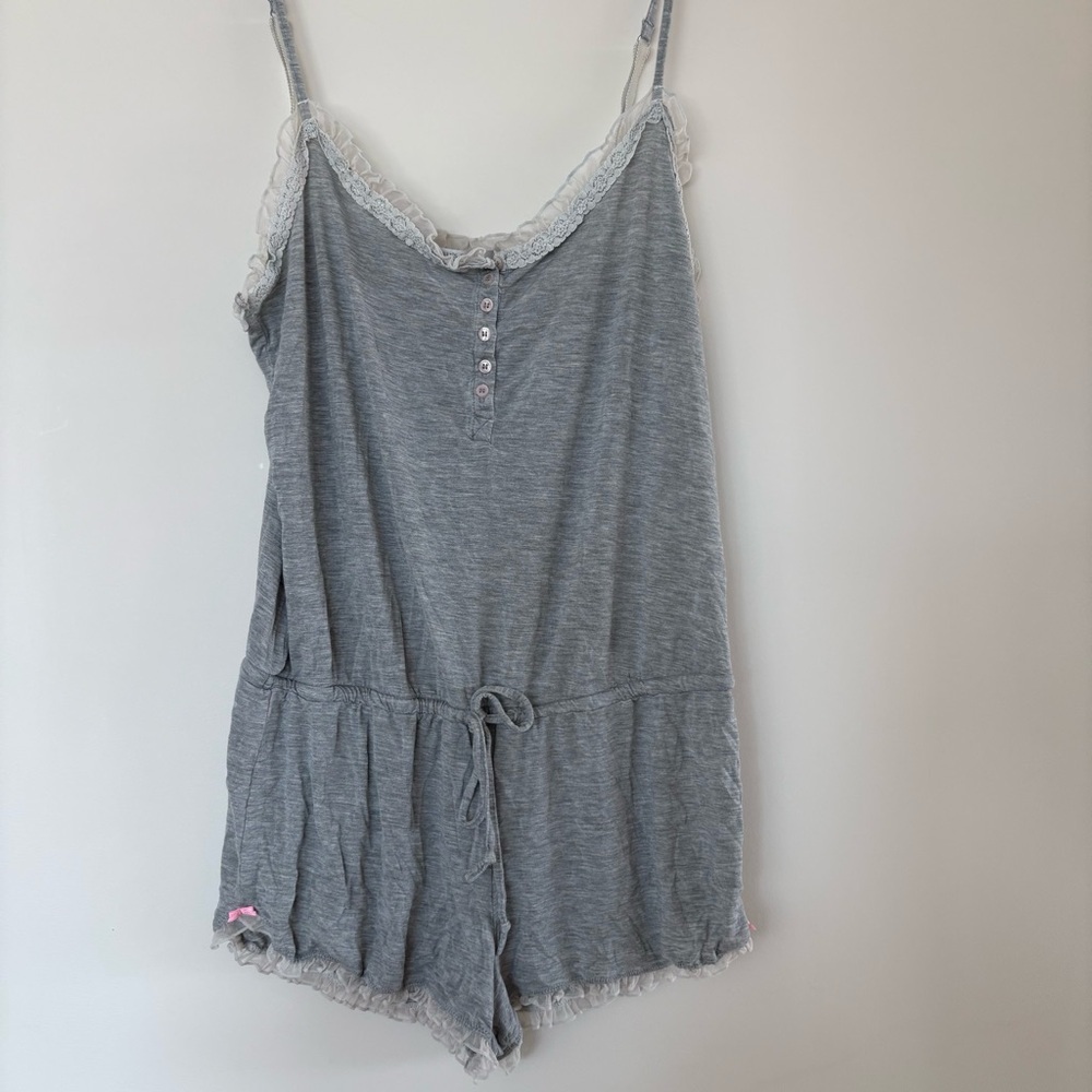 Victoria's Secret Heather Gray Lace Pajama Romper